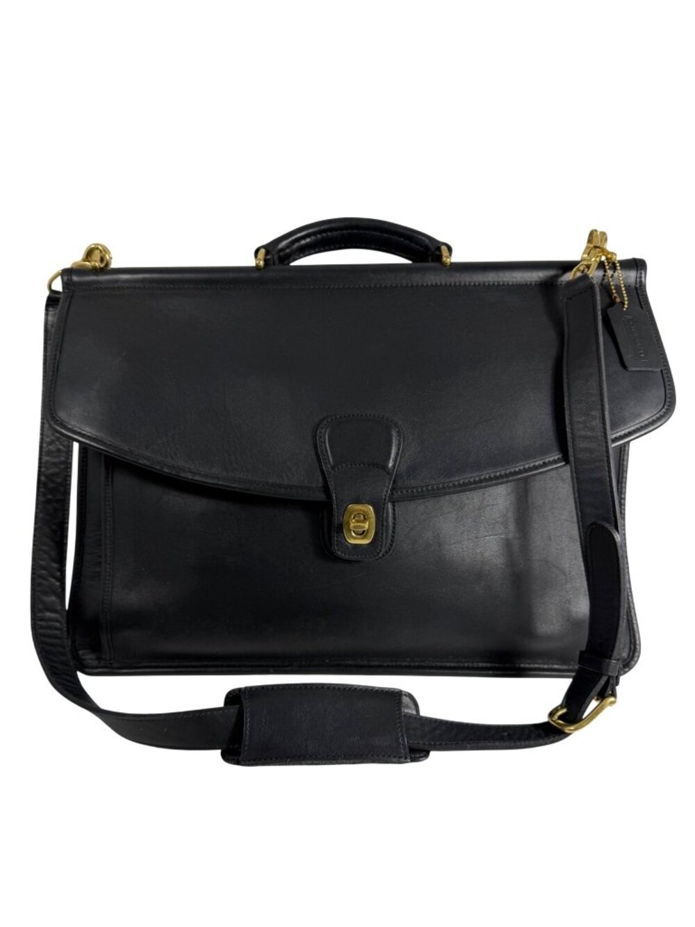 Vintage Coach Beekman Black Glove Tanned Leather Briefcase #5266 - Picture 1 of 16